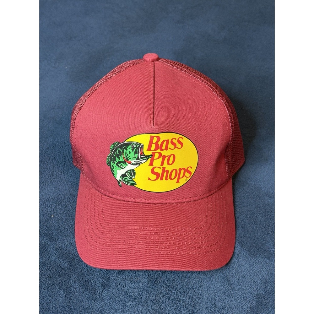 Bass Pro Shops Hat Cap Snapback One Size Burgundy Trucker Mesh Mens Accessory